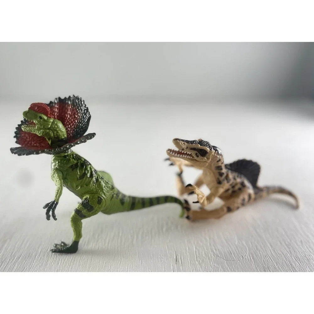 Kid Galaxy Lot of‎ 2 Posable Dinosaurs Lights & Sounds TRex Dilophosaurus Park